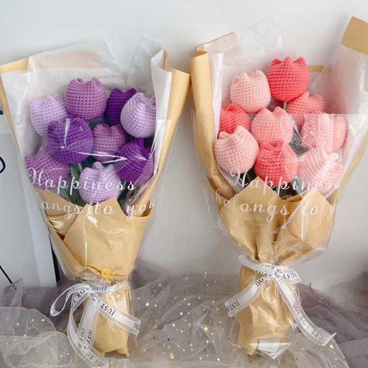 Hand Knitted Flower Yarn Crochet- زهور محبوكة يدويًا
