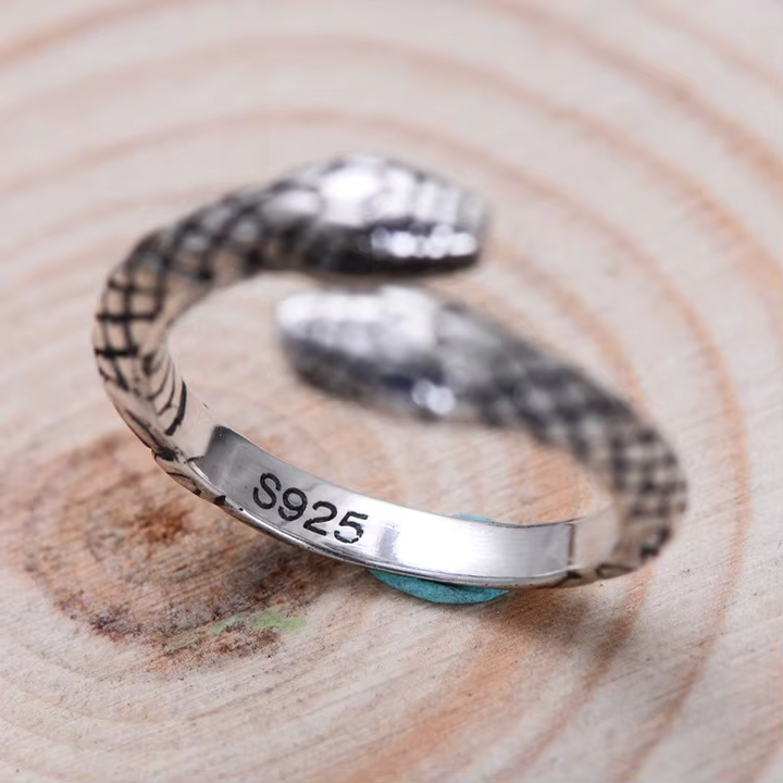 Customizable Antique Silver Snake Ring 