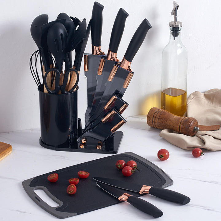 19 Piece Stainless Steel Kitchen Utensil Set Silicone Cooking Tools with Wooden Handle for Cooking 