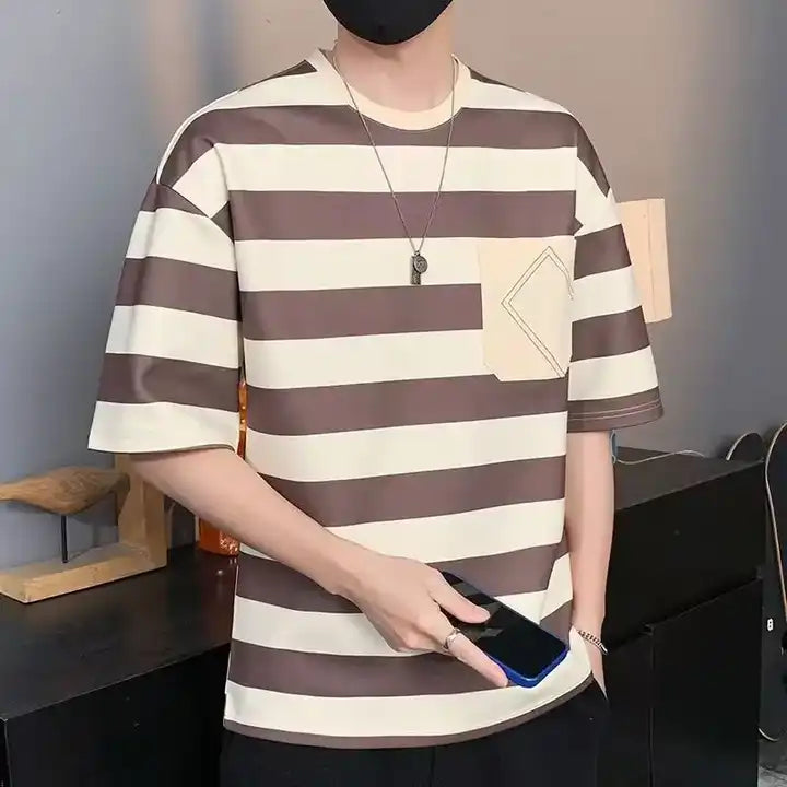 Men's Short Sleeve Striped Summer T-Shirt. 