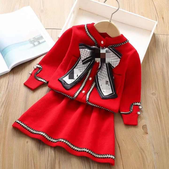 Girls Plaid Stwear+Skirt Sets Children's 