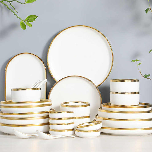 Luxury ceramic dinnerware serving dishes for restaurant ceramic  أواني منزلية أطباق تقديم طعام خزفية فاخرة للمطعم سيراميك