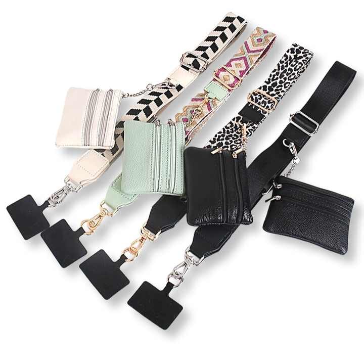 Detachable Cross Phone Lanyard with Zipper Strap. 