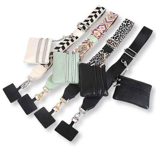 حبل هاتف متقاطع قابل للفصل بحزام بسحاب . ر . Detachable Cross Phone Lanyard wit