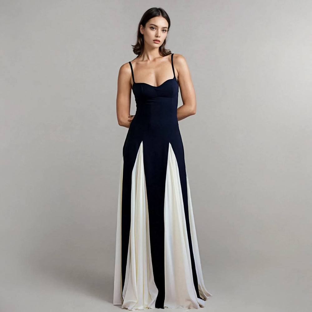 فستان نسائي أسود وابيض