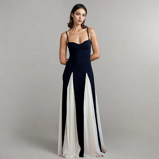 فستان نسائي أسود وابيض