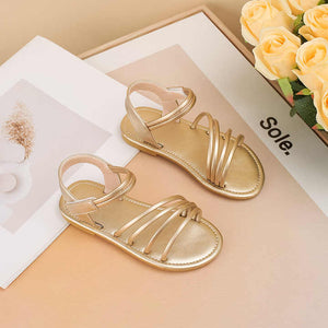 Girls Roman Style Gold Sandals Girls Sandals with Soft and Breathable Sole 