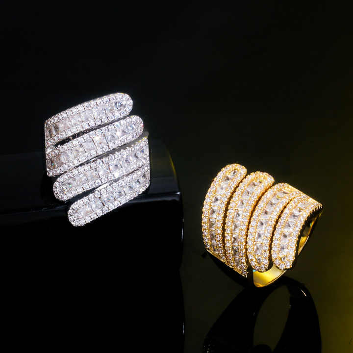 Luxury Dubai Gold Silver Color Cubic Zirconia 