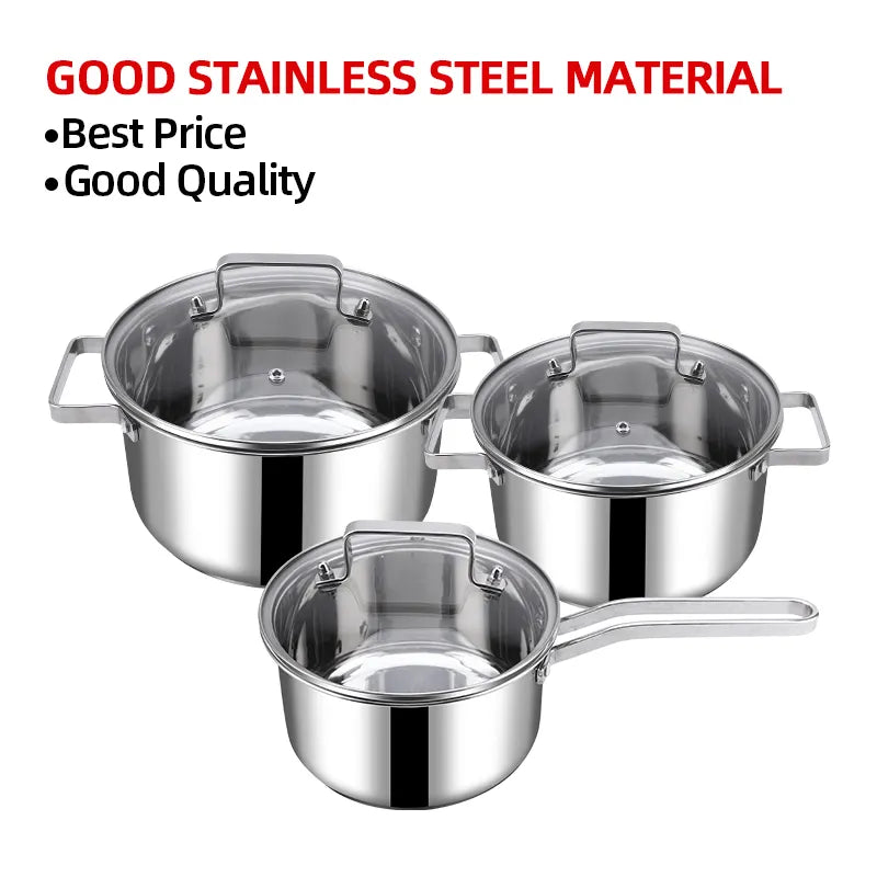 Retail 3 Layers Hammered Stainless Steel Non-Stick Pot and Pan 