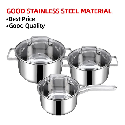 Retail 3 Layers Hammered Stainless Steel Non-Stick Pot and Pan 
