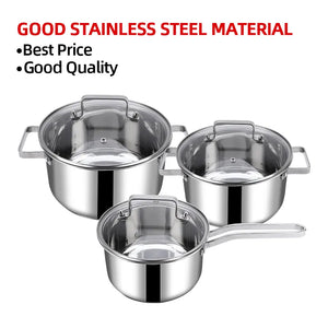 Retail 3 Layers Hammered Stainless Steel Non-Stick Pot and Pan 