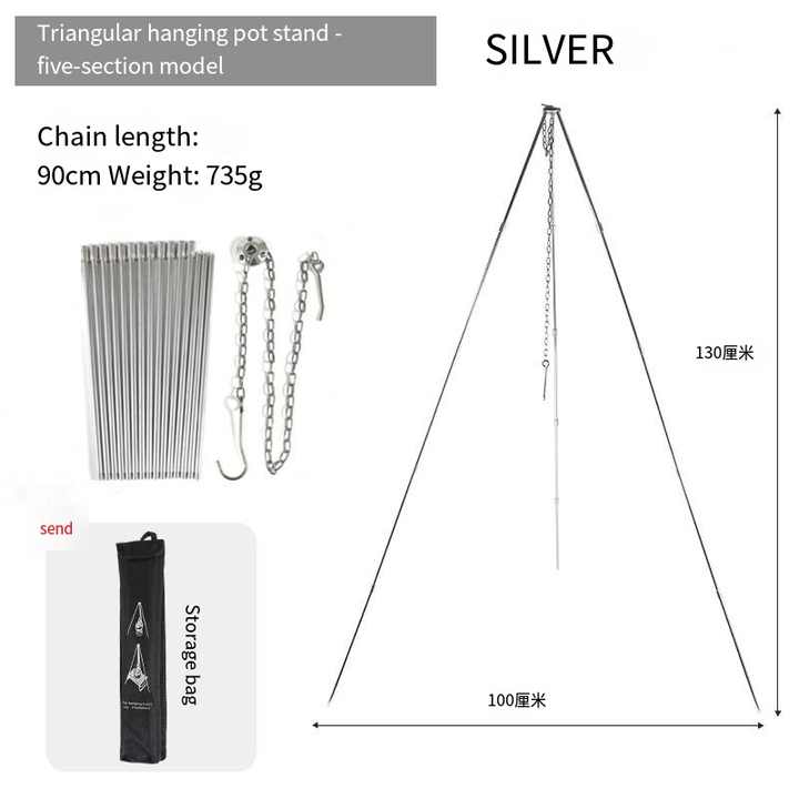 Portable 5 Section Adjustable Camping Tripod Aluminum 