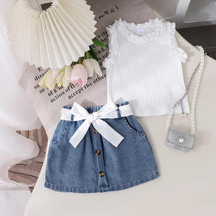 بدلة بنات صيفيه تنوره مع ستره - Girls' summer skirt suit with jacket