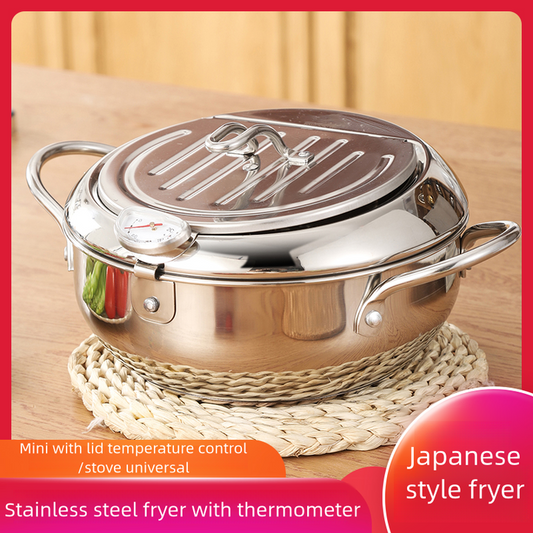 مجموعة صغيرة من الفولاذ المقاوم للصدأ للاستخدام المنزلي متوافقة مع الغاز سلة قلي عميقة معكرونة فلتر بطاطس مقلية معدنية حديثةSmall Stainless Steel Home Use Gas Compatible Deep Fryer Basket Pasta French Fries Filter Modern Metal