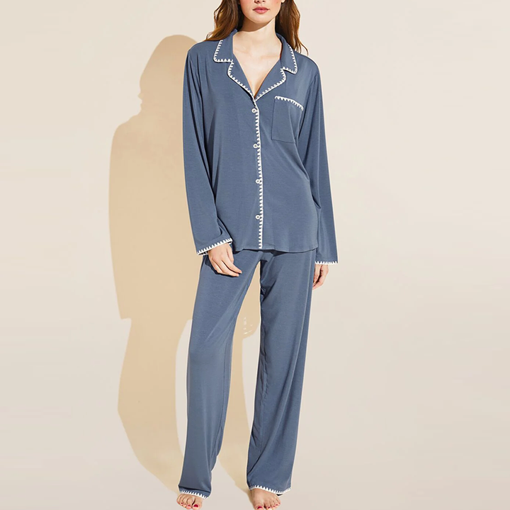 Big Sale Women's Long Sleeve Pajama Set Modal Cotton Pajamas for Women Sleepwear 2 Piece Button Down Pajama Set 