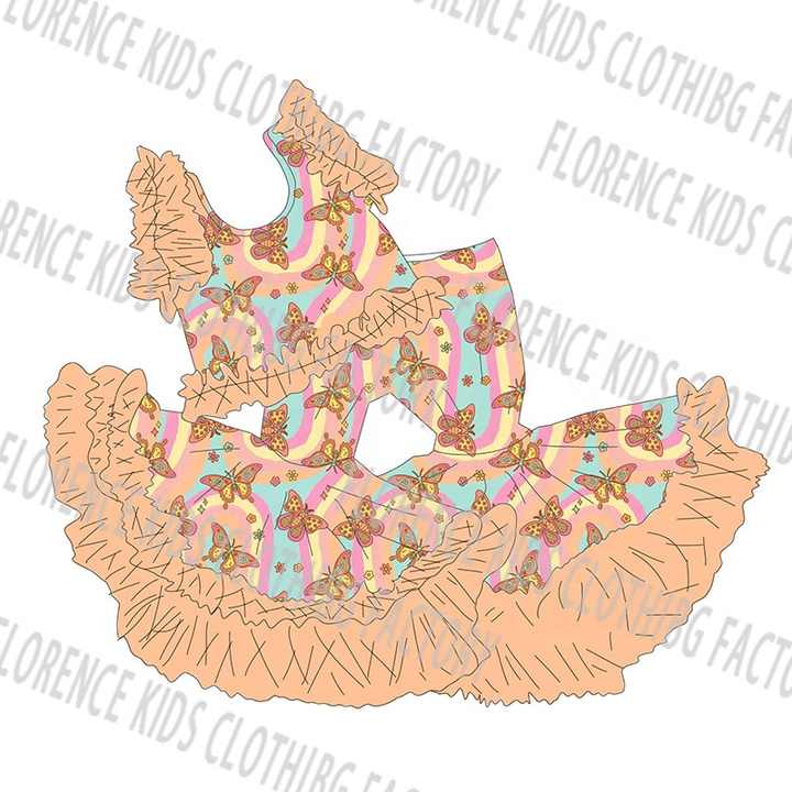 Custom Blue Fluffy Flare Kids -مجموعة ملابس أطفال