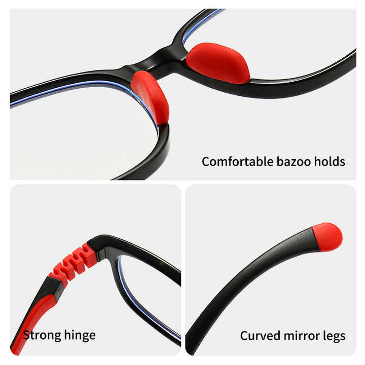 Flexible children's optical glasses that block blue light and provide protection. 