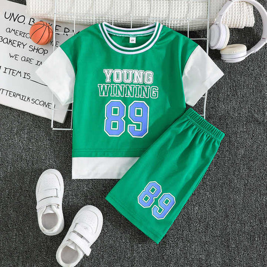 ملابس صيفية غير رسمية للأولاد بعمر 4-7 سنوات . 4-7 Years Old Boys Summer Casual Clothes Tracksuit No.