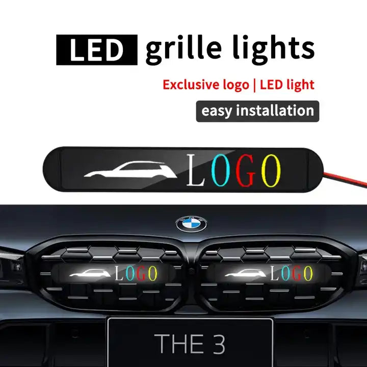 Car Motorcycle Daytime Running Lights LED Front Logo Grille Signal Badge Light Medium Grille Emblem for Ford Raptor F150 