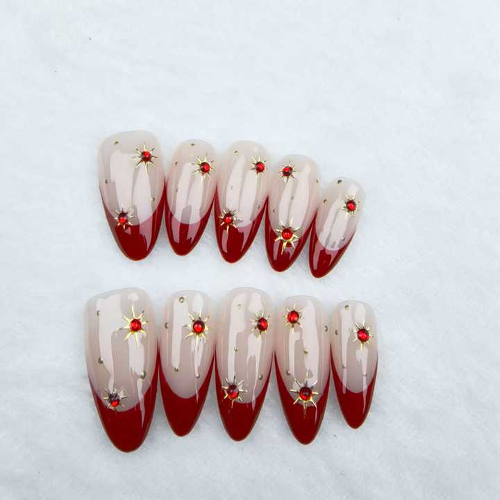Nails, red French 