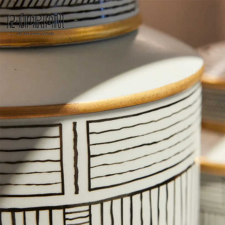 Ceramic Art Craft Pieces Bar Jar Interior Modern Gold Home Decor For Luxury