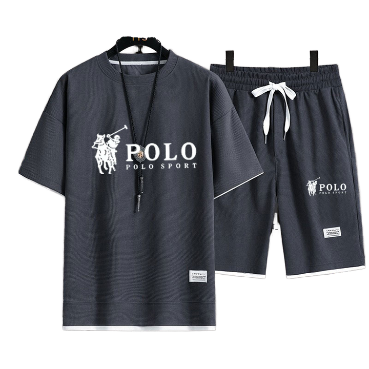 Men's T-shirt plus five-quarter pants outdoor leisure holiday couple two-piece set loose fashion + plus plus 