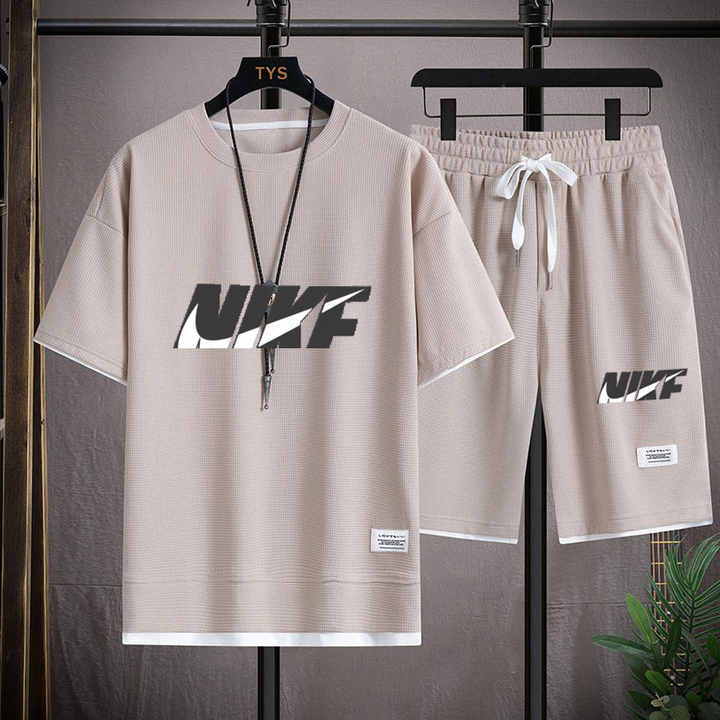 Men's 2 Piece T-Shirt Set Summer Casual Plus Size Five Piece Hip Hop Pants Holiday Couples Outfits 