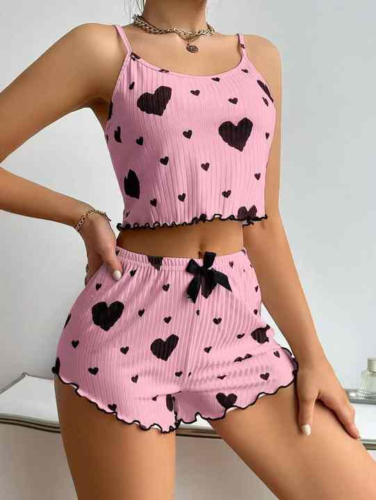 Heart Print Pajama Set 