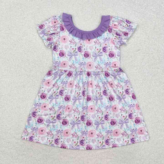 Infant Knee Length Summer One Piece Clothesفستان أطفال بناتي بأكمام قصيرة