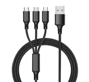 3 in 1 Nylon USB Cable with Custom Logo. 