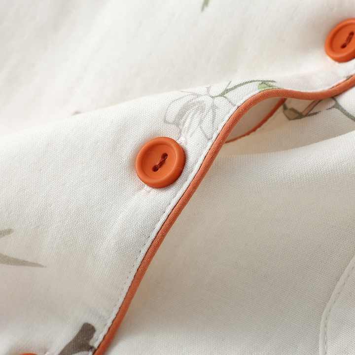 Women's Spring and Autumn Pajamas Cartoon Floral Print Turn 