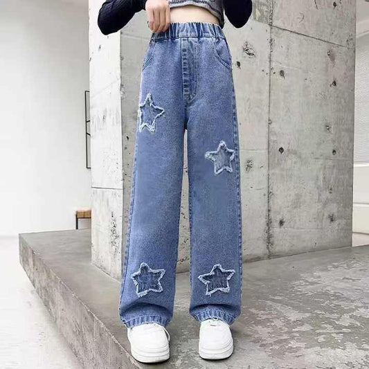 Girls Clothing Girl Baggy Jeans- ملابس أطفال بنطلون واسع الساق