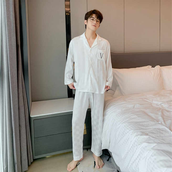 New spring and autumn pajamas, snow silk, sleeves 