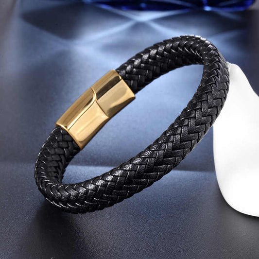 Luxury Men's Braided Woven Faux Leather Bracelets 