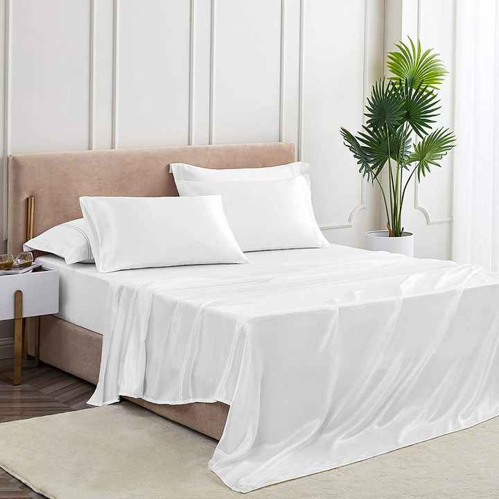 White Satin Pillowcase US Size, King Size Satin Pillowcase 