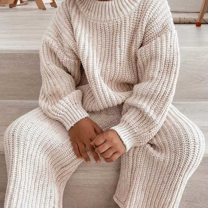Hot Sale Casual Autumn 2 Pieces Long Sleeve Knitted Sweater Kids 2 Pieces Suit Toddler Girls Knitted Clothes Setتخفيضات هائلة كاجوال للخريف من قطعتين بأكمام طويلة سترة محبوكة للأطفال من قطعتين بدلة للأطفال الصغار مجموعة ملابس أطفال بناتي محبوكة