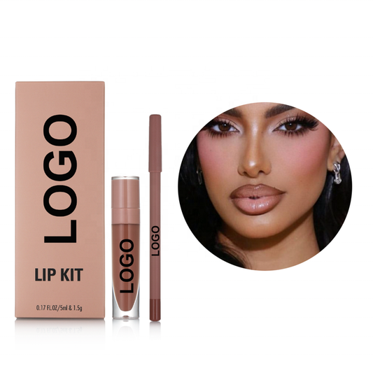 بالجملة بطانة شفاه نباتي كريمي ومجموعة ملمع شفاه بعلامة خاصة Wholesale Vegan Creamy Lip Liner and Lip Gloss Set Private Label