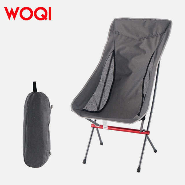 WOQI Wholesale Custom Folding High Back Cushion Camping Chair with Cushions and Adjustable Backrest 