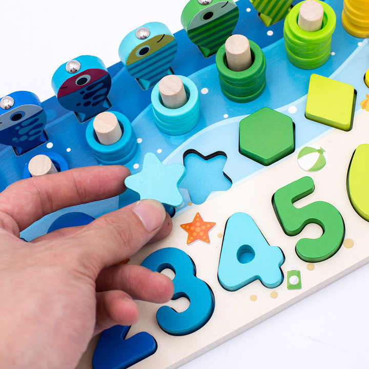 Wooden Number Puzzle Sorting Stacking Cube Game for 