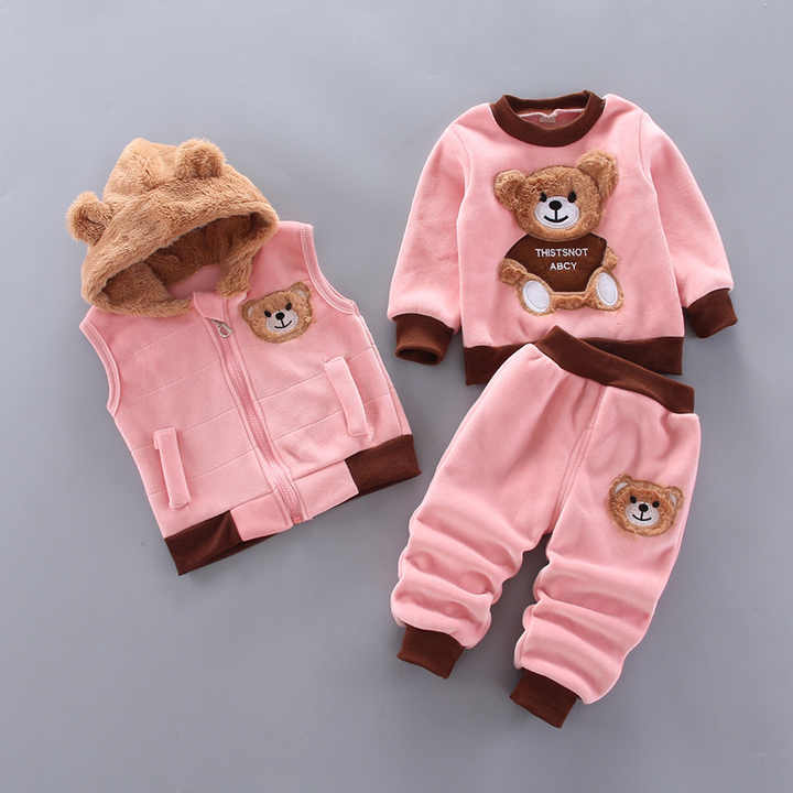 Boys' pants, three-piece winter clothing set 