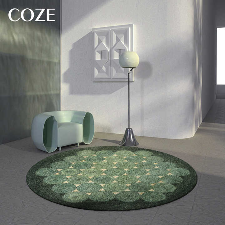 Original design color block round living room rug round living room Nordic style living room carpet and simple bedroom blanket 