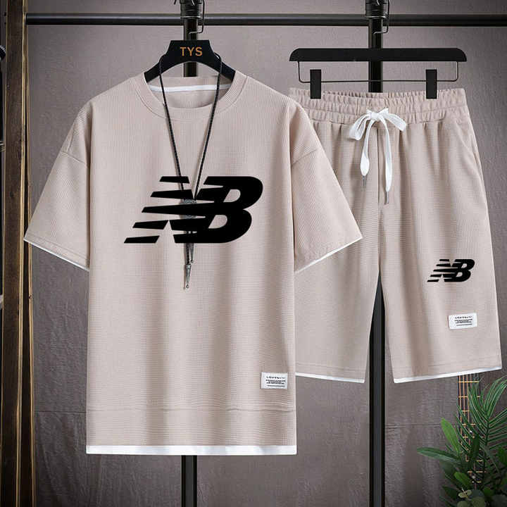 Men's 2 Piece T-Shirt Set Summer Vacation Leisure Clothes Plus Size Five Quarter Loose Hip Hop Pants Fit 