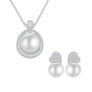 Women's Silver Wedding Jewelry Set - Fashion Pearl Jewelry Sets Bridal Jewelry Set 