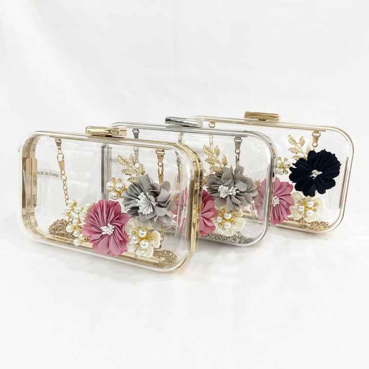 Clear Acrylic Floral Handbags and Purses for Women 