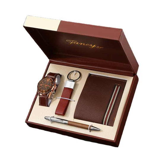 IStapromo Luxury 4 Piece Men's Watch Set with Wallet 