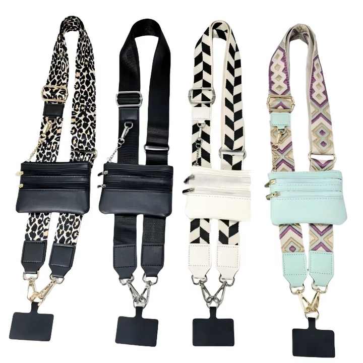Detachable Cross Phone Lanyard with Zipper Strap, 