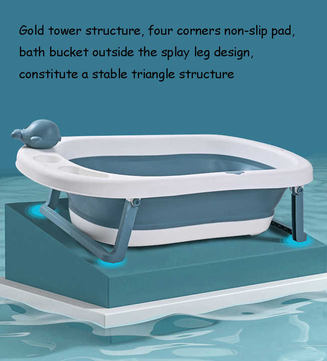 Baby Supplies Easy Storage Plastic Portable Foldable Baby Bath Tub Set for Infants Bathing 