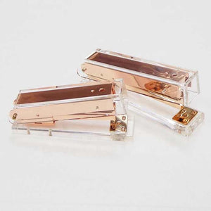 Huisen الفاخرة مجموعة قرطاسية للمكتب روز . Huisen Luxury Office Stationery Set Rose Gold Metal Clear