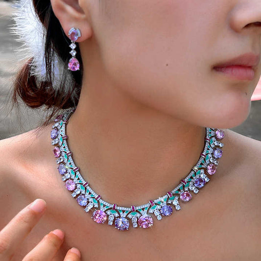 Women Evening Prom Jewelry Gift-  طقم مجوهرات أنيق من الزركونيا المكعبة