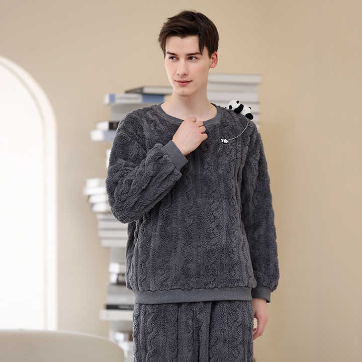 New design from the factory, fleece pajamas with a slit 
